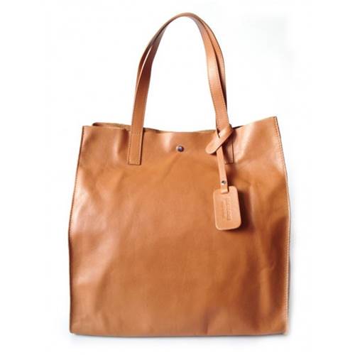 Handbags Vera Pelle Shopper Bag Genuine Leather A4 Camel