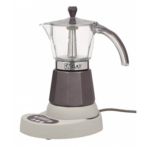 Coffee and tea GAT Kawiarka Elektryczna Aluminiowa Ciśnieniowa Vitage Grey Kafetiera NA 6 Filiżanek Espresso